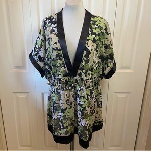 Apt. 9 Green Floral Kimono Style Blouse Top 2X